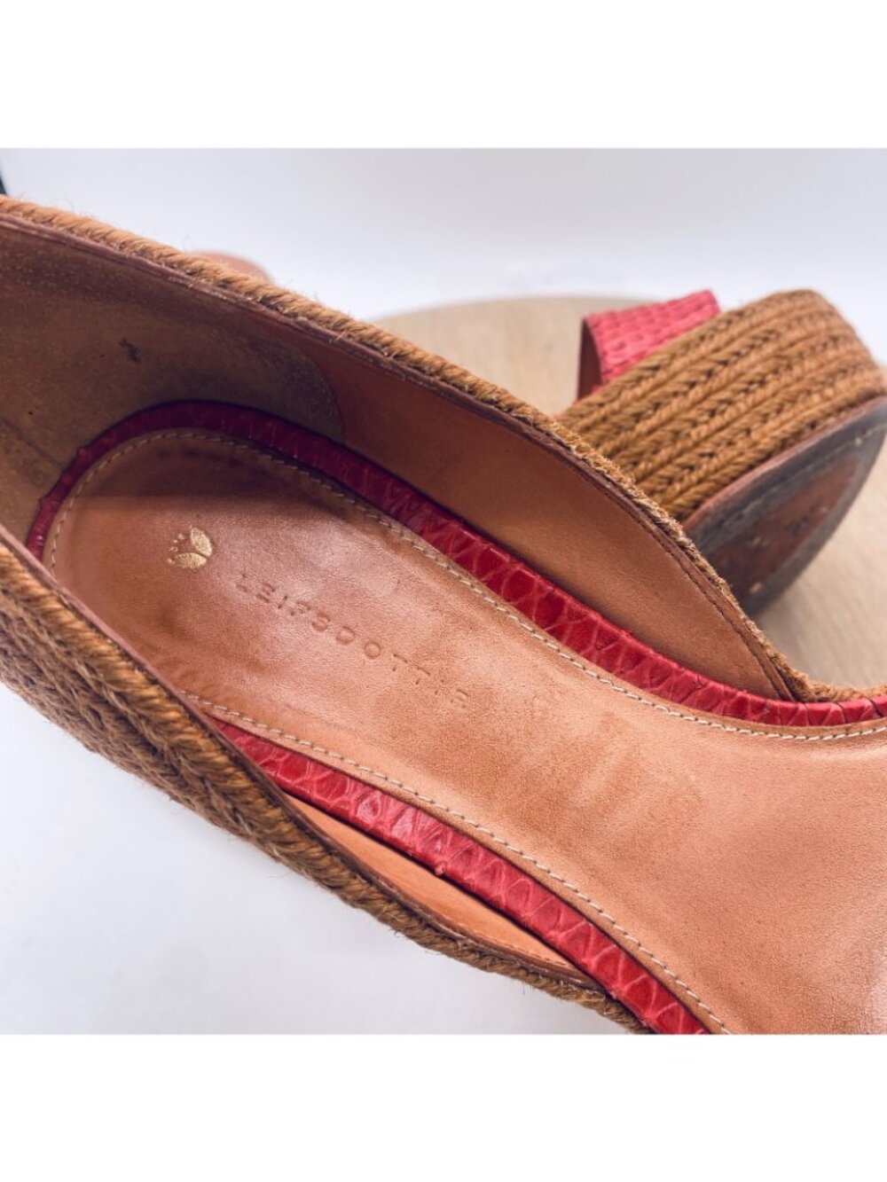 Anthropologie Lifsdottir Shoes Womens 7.5 38 Red Snakeskin Leather Wedge Heels - Picture 5 of 13